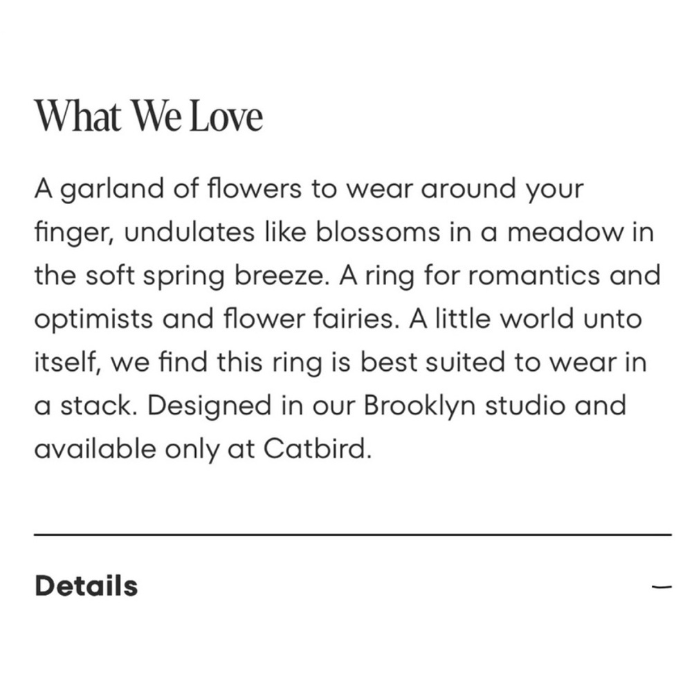 Catbird Flower Garland Ring, Petite size 7 perfect condition! Yellow Gold - Picture 8 of 10